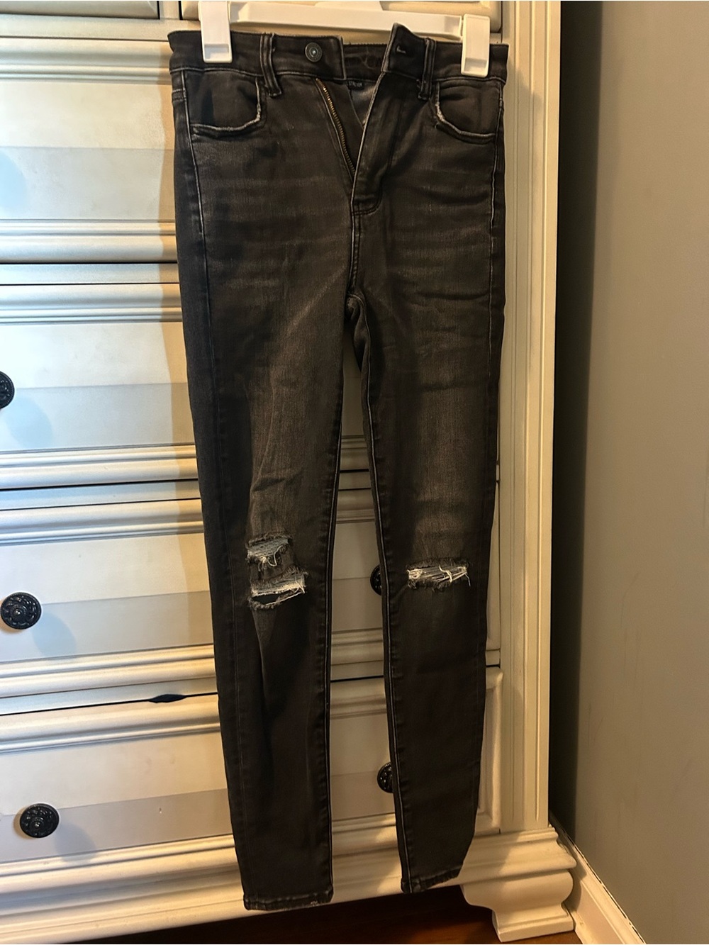 American Eagle Outfitters Black Ripped Skinny Jeans